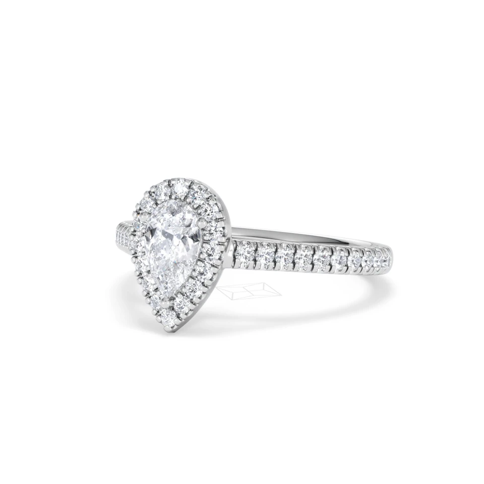 Diana Diamond Pear Halo Engagement Ring Platinum 1ct G/VS2