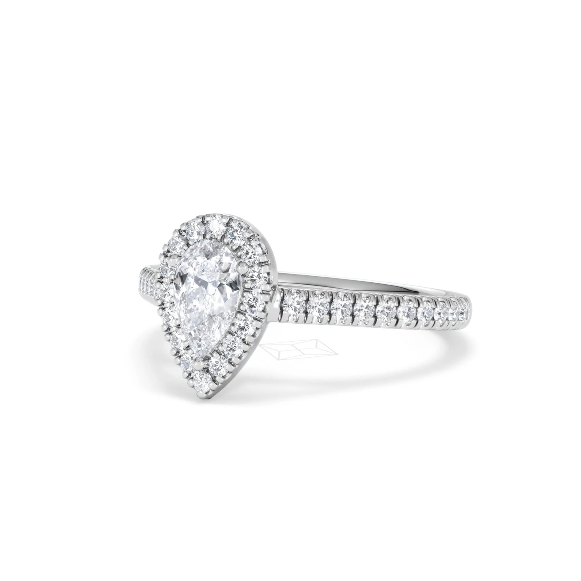 Diana Lab Diamond Pear Halo Engagement Ring Platinum 1ct F/VS1