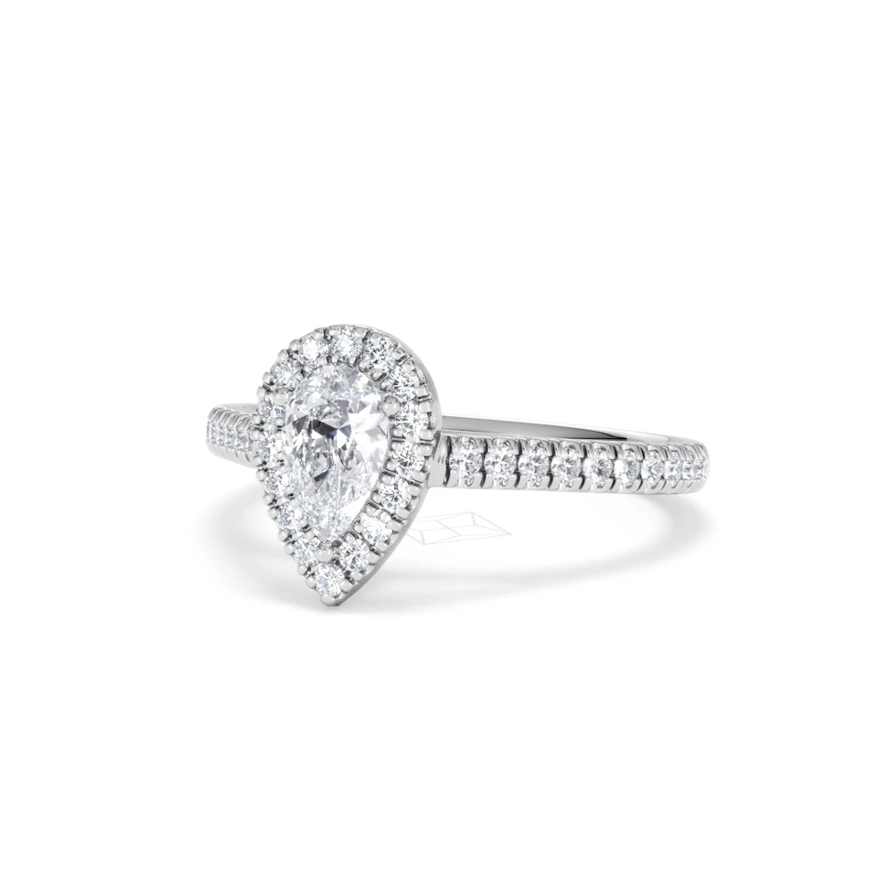 Diana Diamond Pear Halo Engagement Ring 18KW Gold 1ct G/VS2