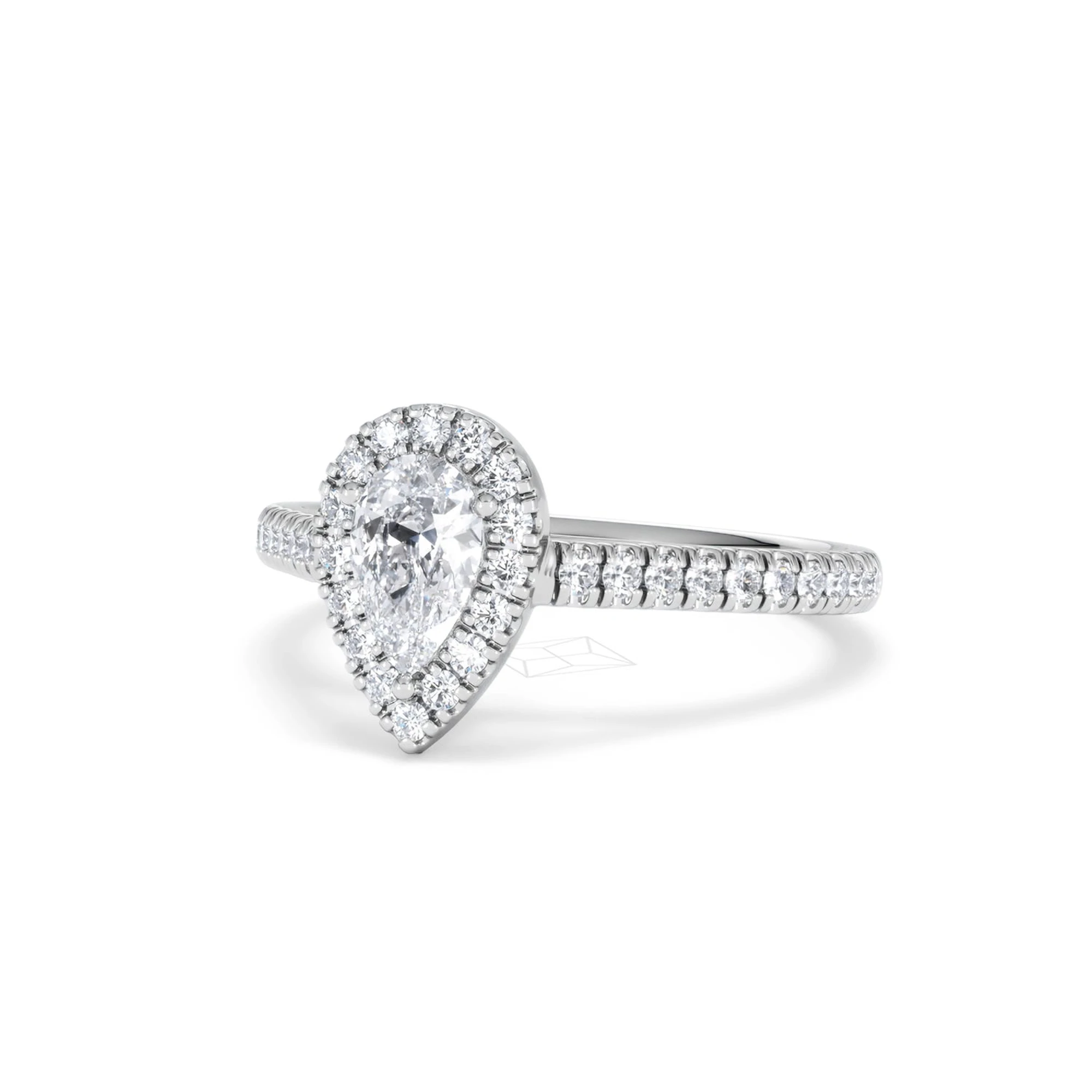 Diana Lab Diamond Pear Halo Engagement Ring Platinum 1ct F/VS1