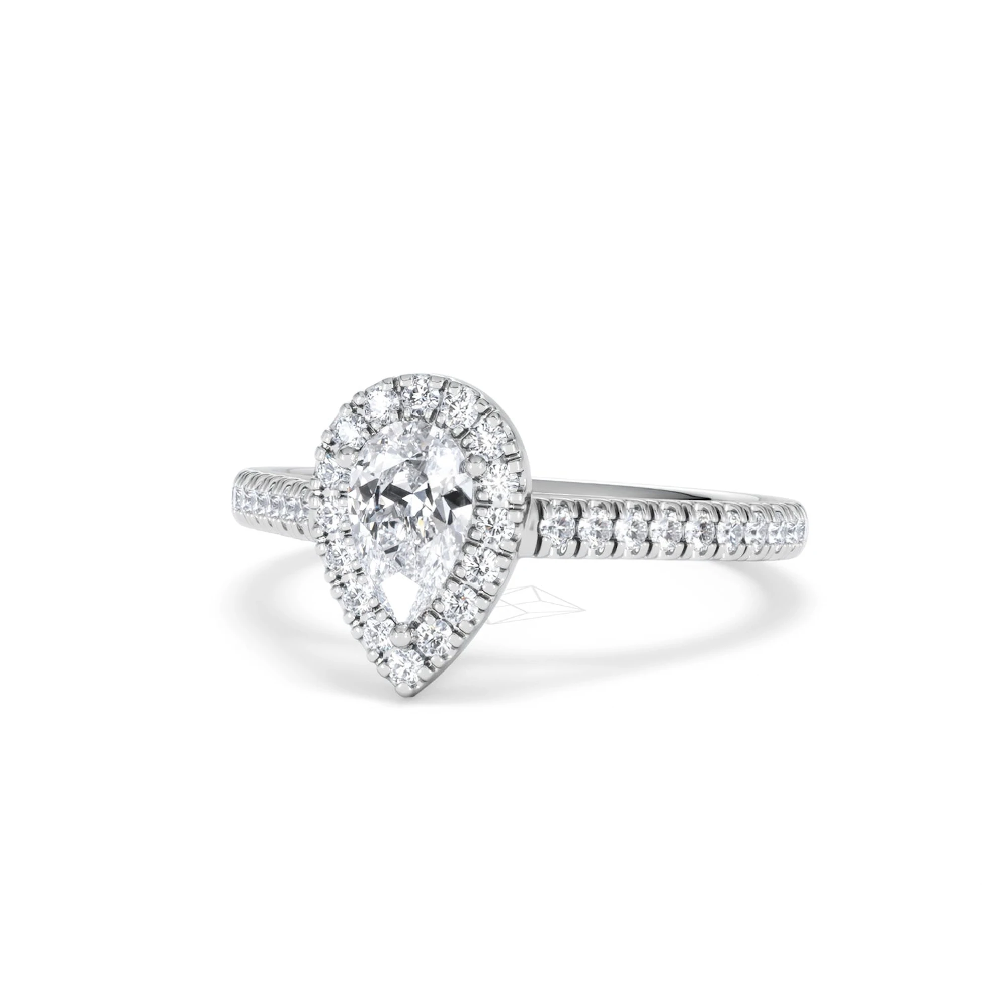 Diana Lab Diamond Pear Halo Engagement Ring Platinum 1ct F/VS1