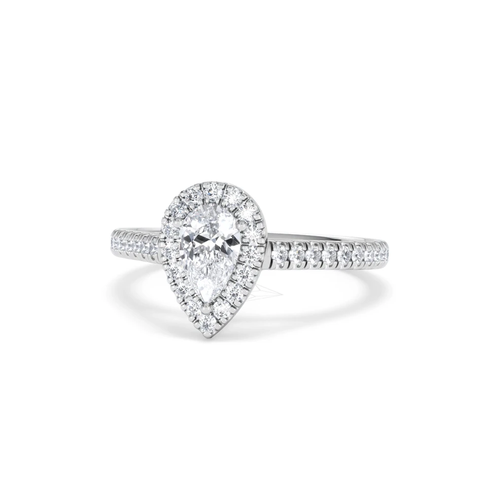 Diana Diamond Pear Halo Engagement Ring 18KW Gold 1ct G/VS2