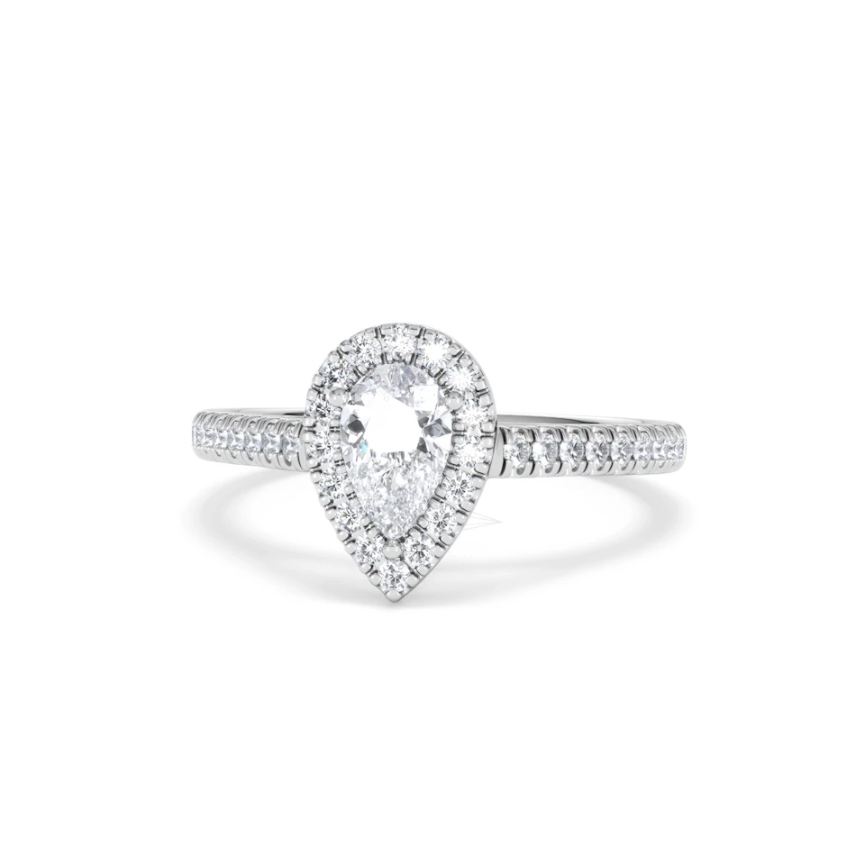 Diana Diamond Pear Halo Engagement Ring Platinum 1ct G/VS2