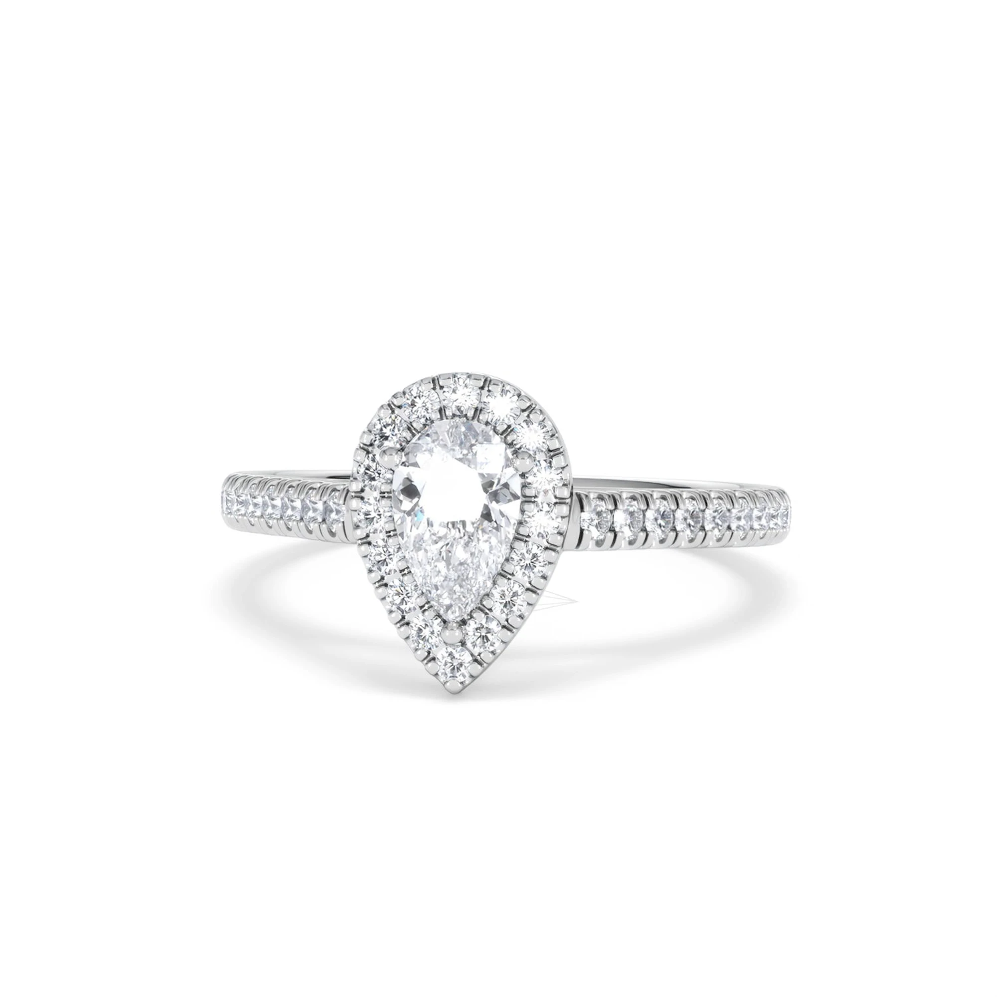 Diana Lab Diamond Pear Halo Engagement Ring Platinum 1ct F/VS1