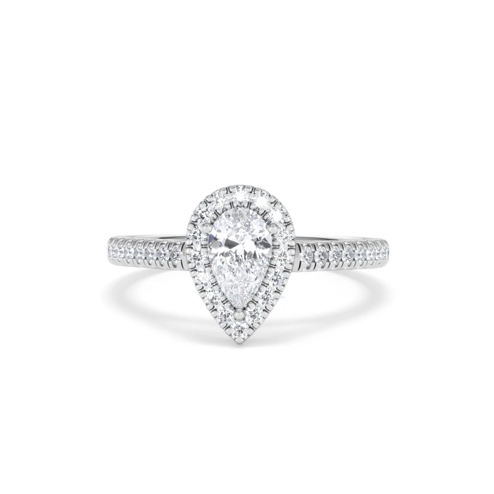 Diana Diamond Pear Halo Engagement Ring 18KW Gold 1ct G/VS2