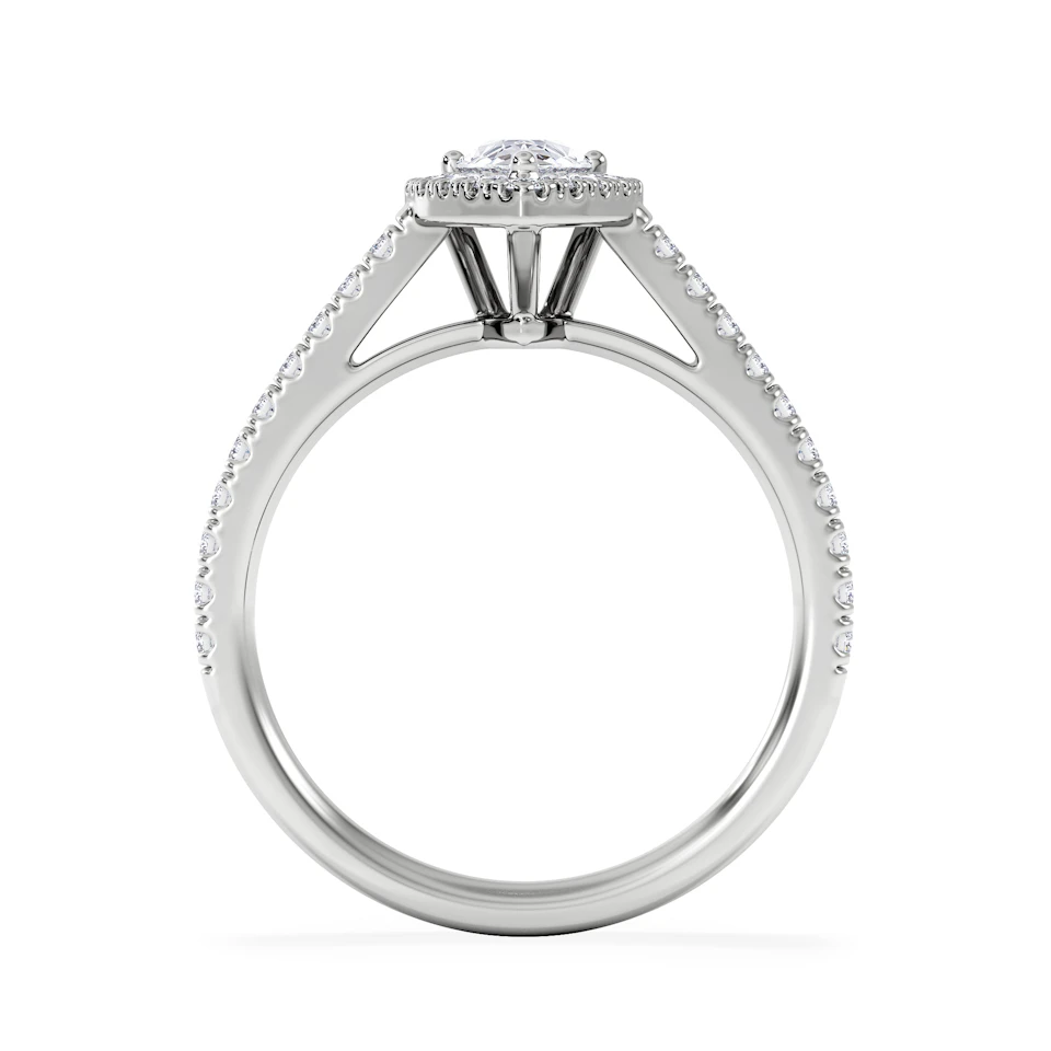 Diana Lab Diamond Pear Halo Engagement Ring 18KW Gold 1ct F/VS1