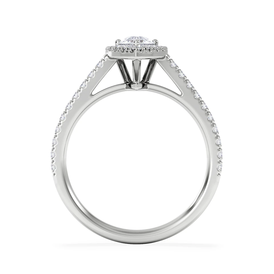 Diana Diamond Pear Halo Engagement Ring Platinum 1ct G/VS2