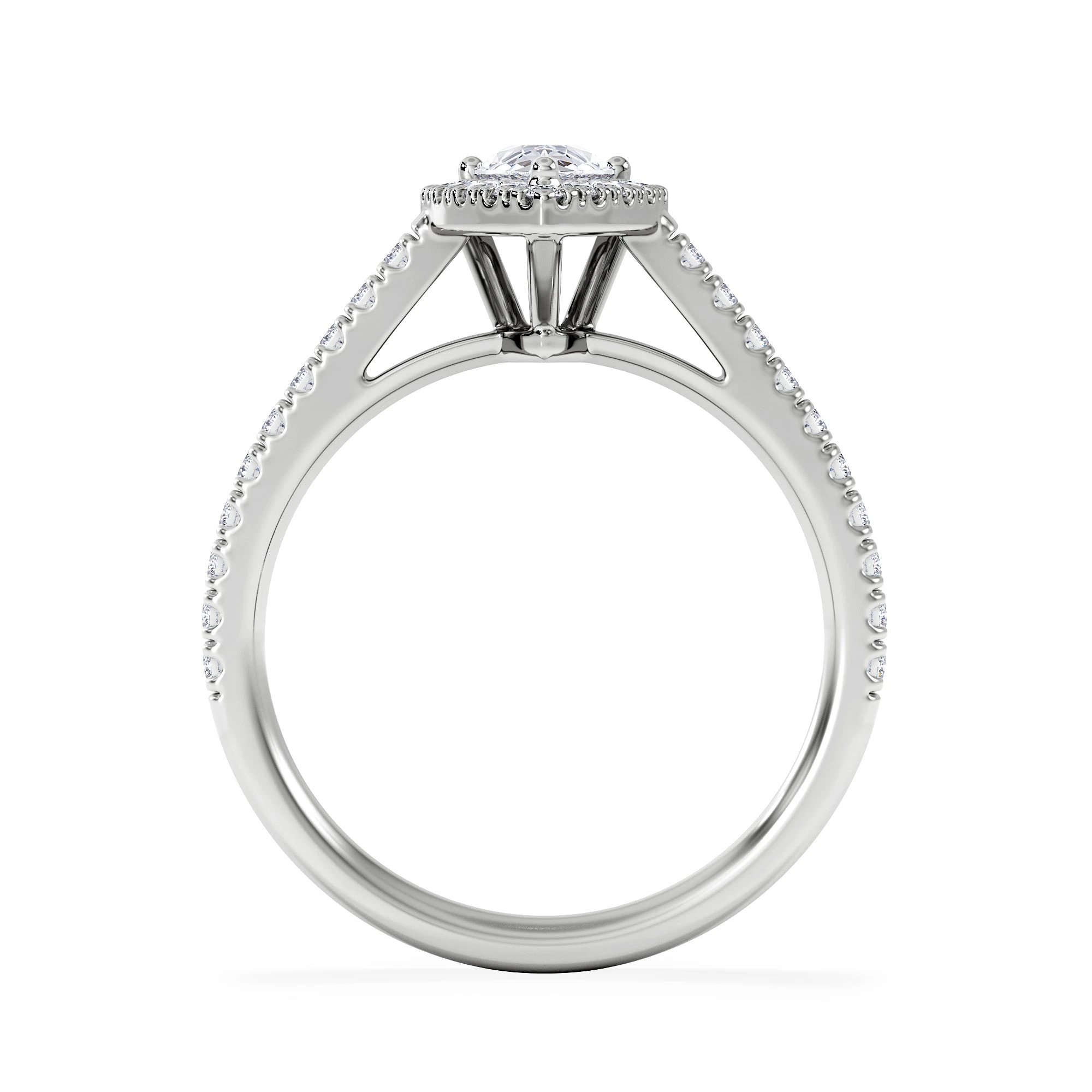 Diana Lab Diamond Pear Halo Engagement Ring Platinum 1ct F/VS1