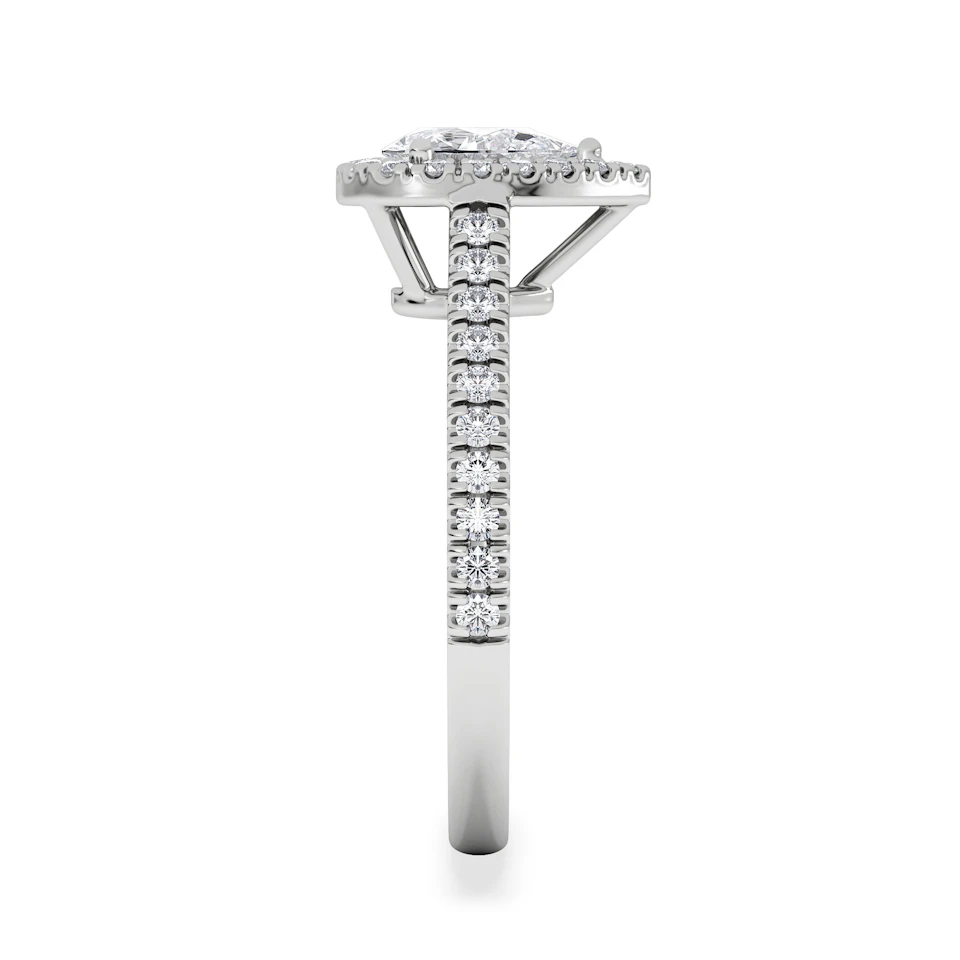 Diana Lab Diamond Pear Halo Engagement Ring 18KW Gold 1ct F/VS1