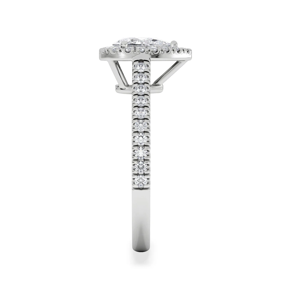 Diana Lab Diamond Pear Halo Engagement Ring Platinum 1ct F/VS1