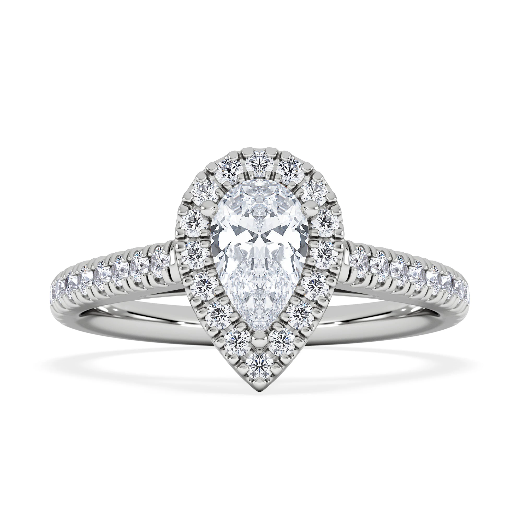 Diana Lab Diamond Pear Halo Engagement Ring Platinum 1ct F/VS1