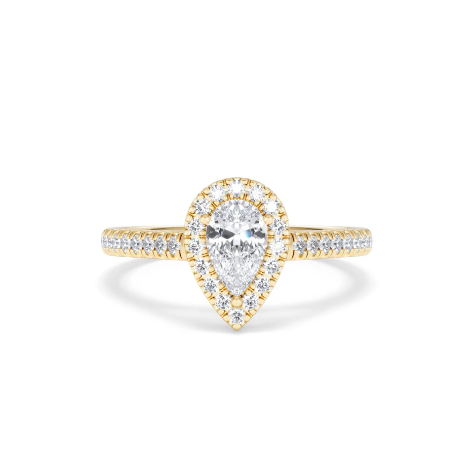 Diana Diamond Pear Halo Engagement Ring in 18K Gold 1ct G/VS2