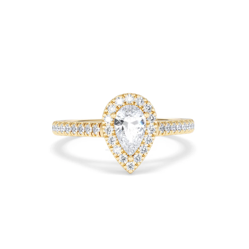 Diana Diamond Pear Halo Engagement Ring in 18K Gold 1ct G/VS2