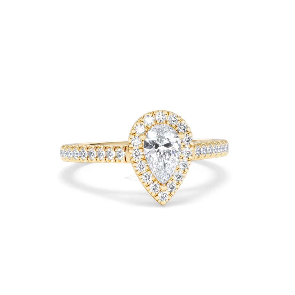 Diana Diamond Pear Halo Engagement Ring in 18K Gold 1ct G/VS2