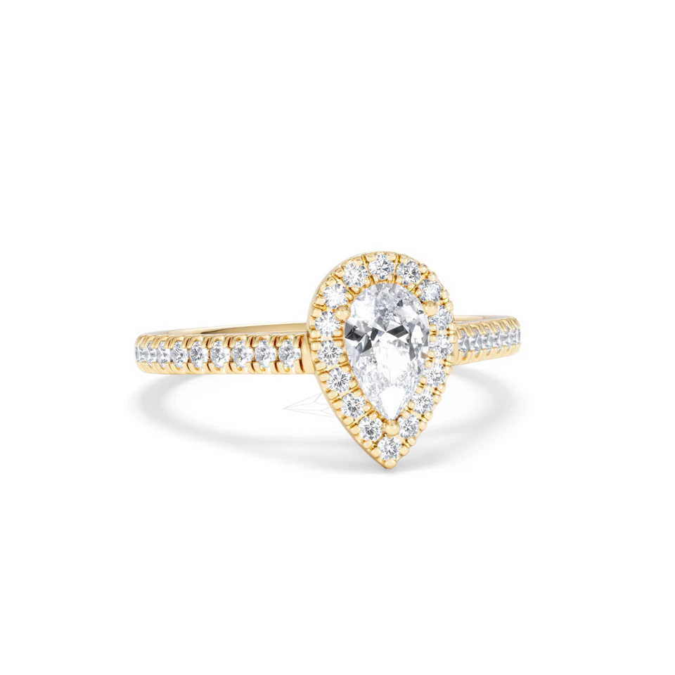 Diana Diamond Pear Halo Engagement Ring in 18K Gold 1ct G/VS2