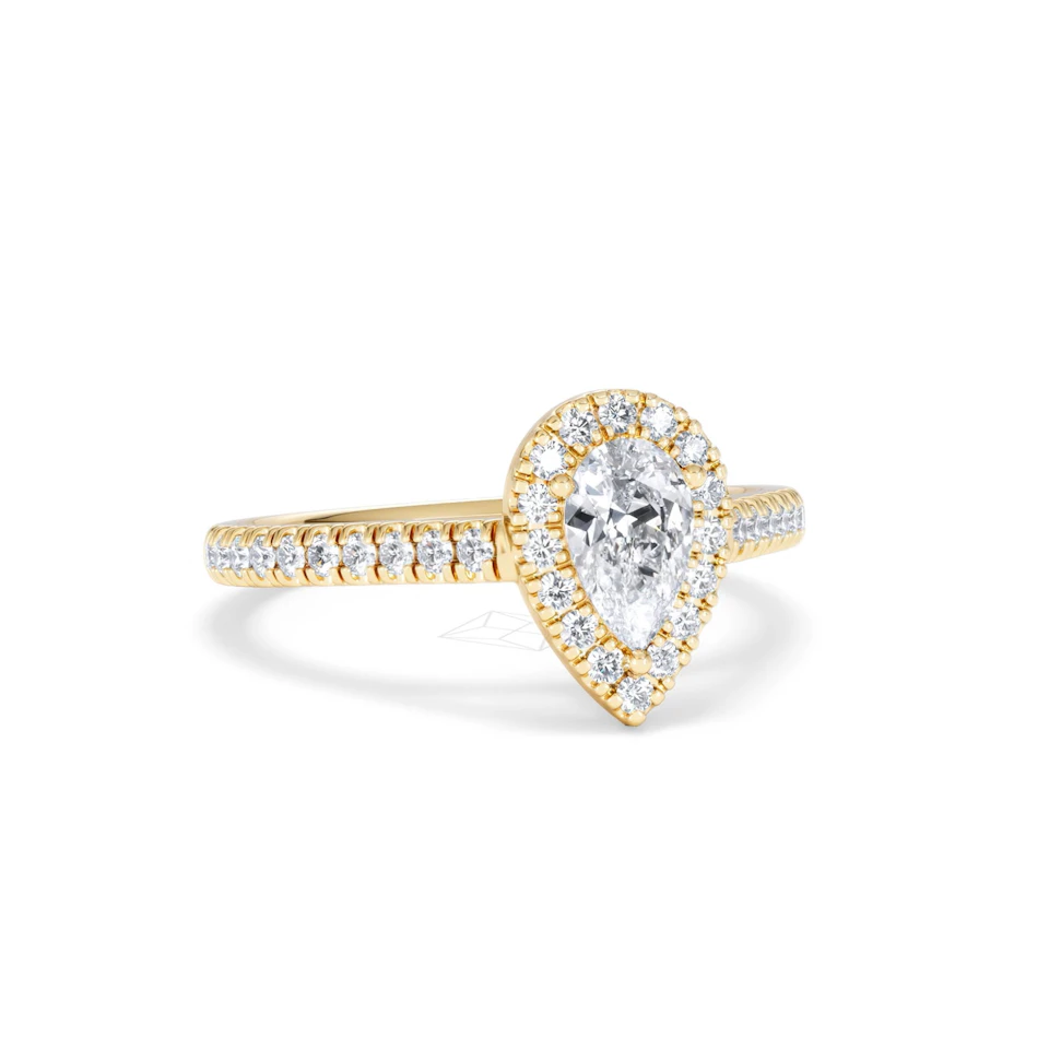 Diana Diamond Pear Halo Engagement Ring in 18K Gold 1ct G/VS2