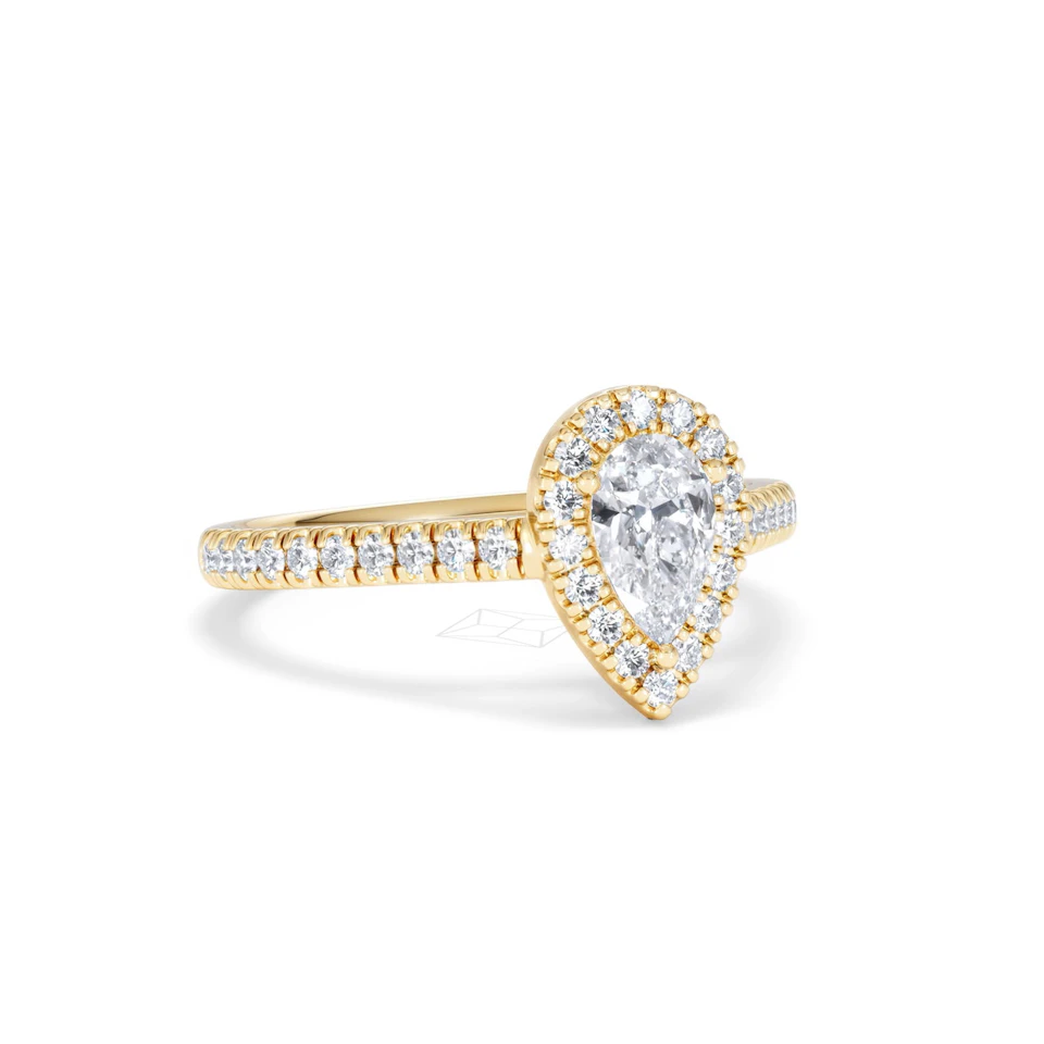 Diana Diamond Pear Halo Engagement Ring in 18K Gold 1ct G/VS2