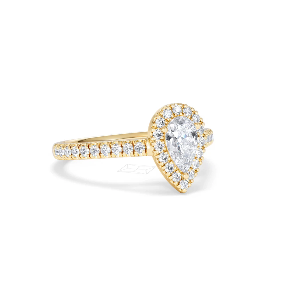 Diana Diamond Pear Halo Engagement Ring in 18K Gold 1ct G/VS2