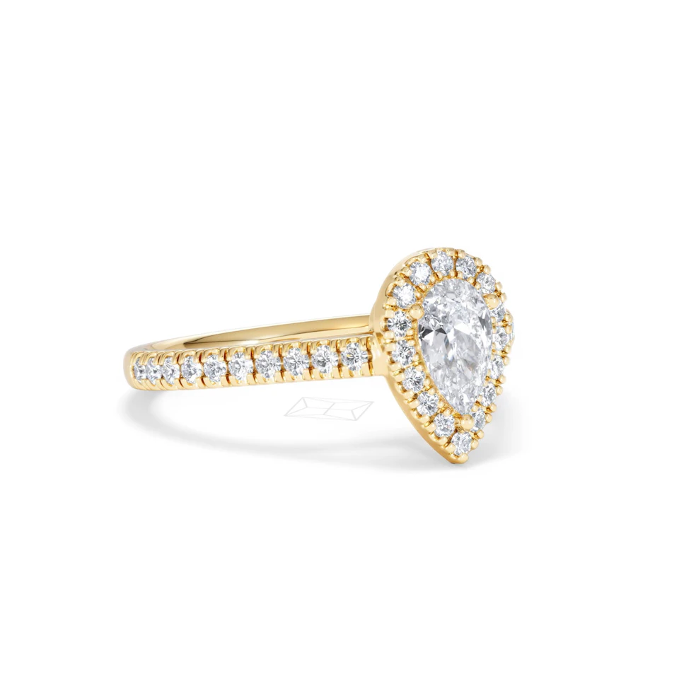 Diana Diamond Pear Halo Engagement Ring in 18K Gold 1ct G/VS2