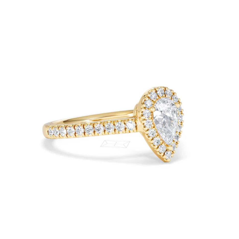Diana Diamond Pear Halo Engagement Ring in 18K Gold 1ct G/VS2