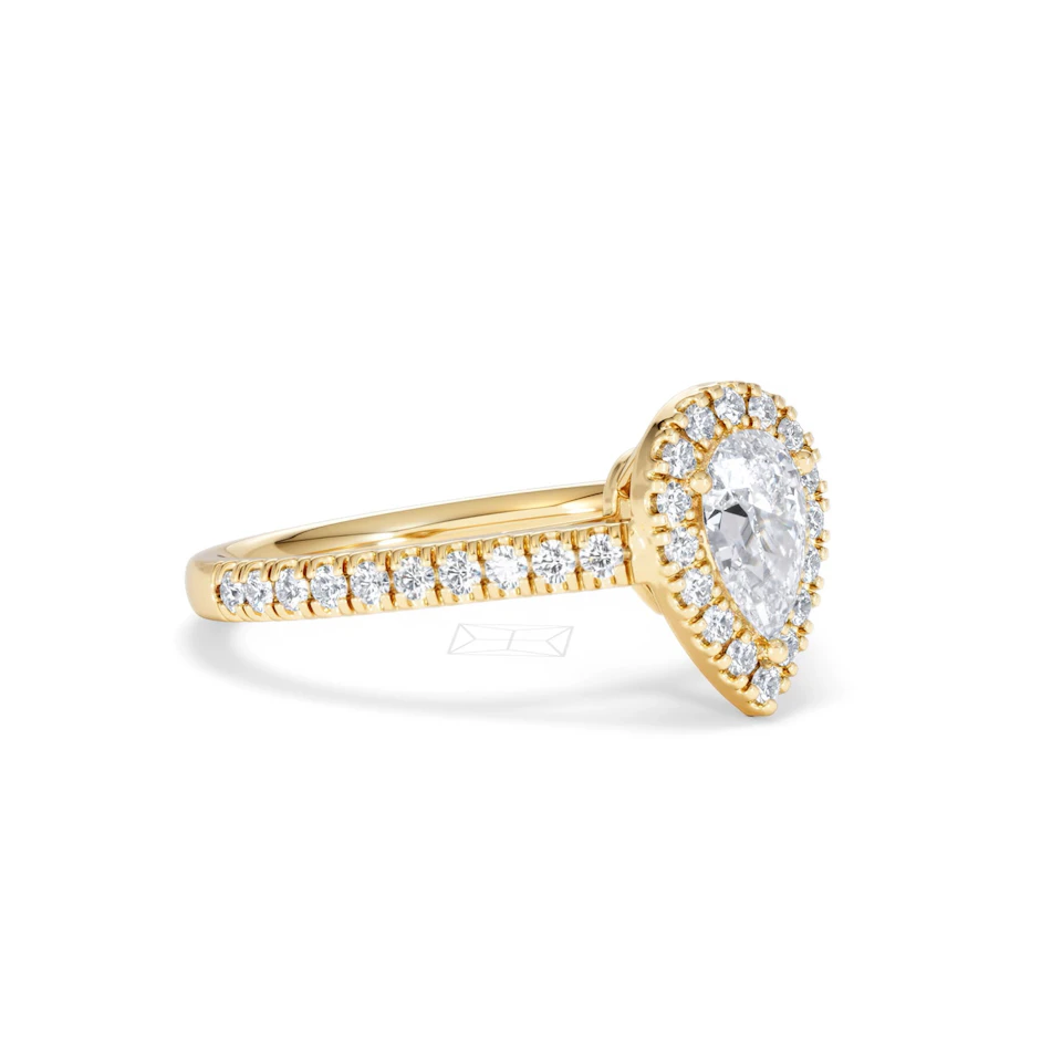 Diana Diamond Pear Halo Engagement Ring in 18K Gold 1ct G/VS2