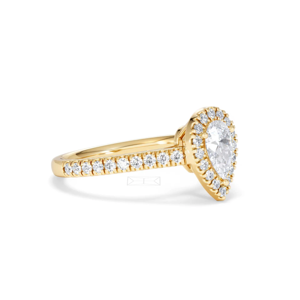 Diana Diamond Pear Halo Engagement Ring in 18K Gold 1ct G/VS2