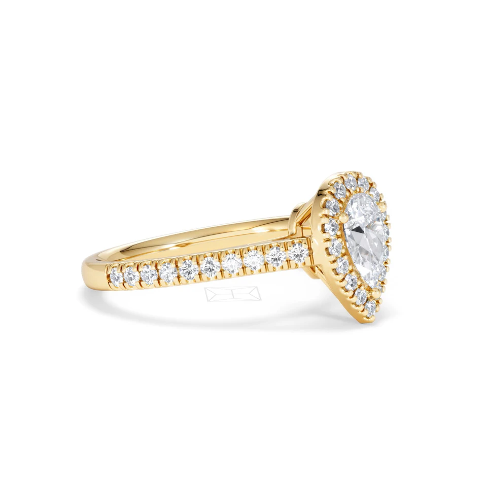 Diana Diamond Pear Halo Engagement Ring in 18K Gold 1ct G/VS2
