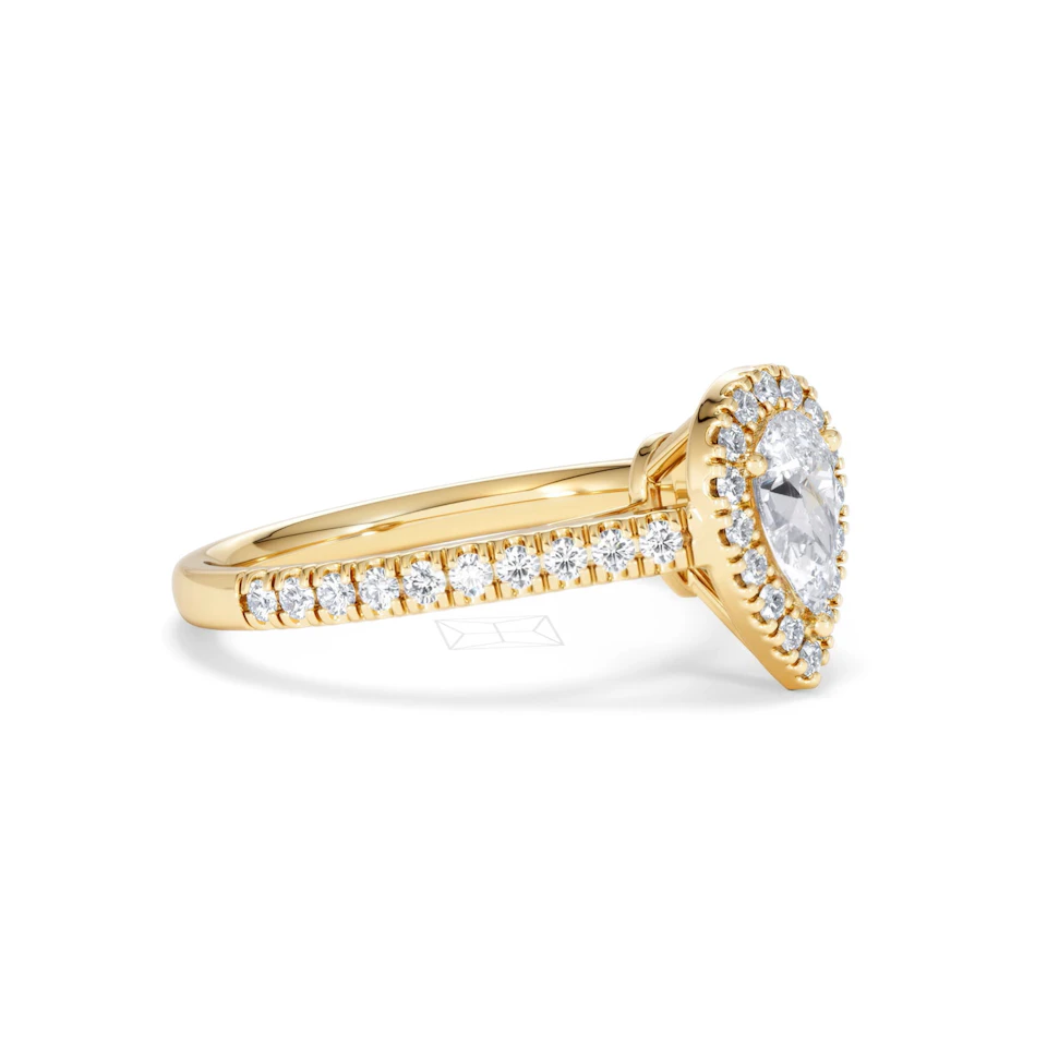 Diana Diamond Pear Halo Engagement Ring in 18K Gold 1ct G/VS2