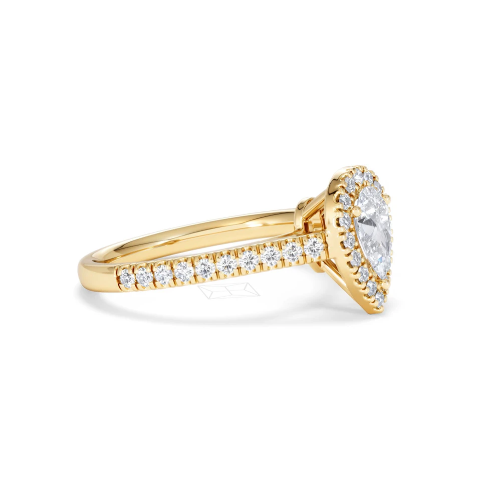 Diana Diamond Pear Halo Engagement Ring in 18K Gold 1ct G/VS2