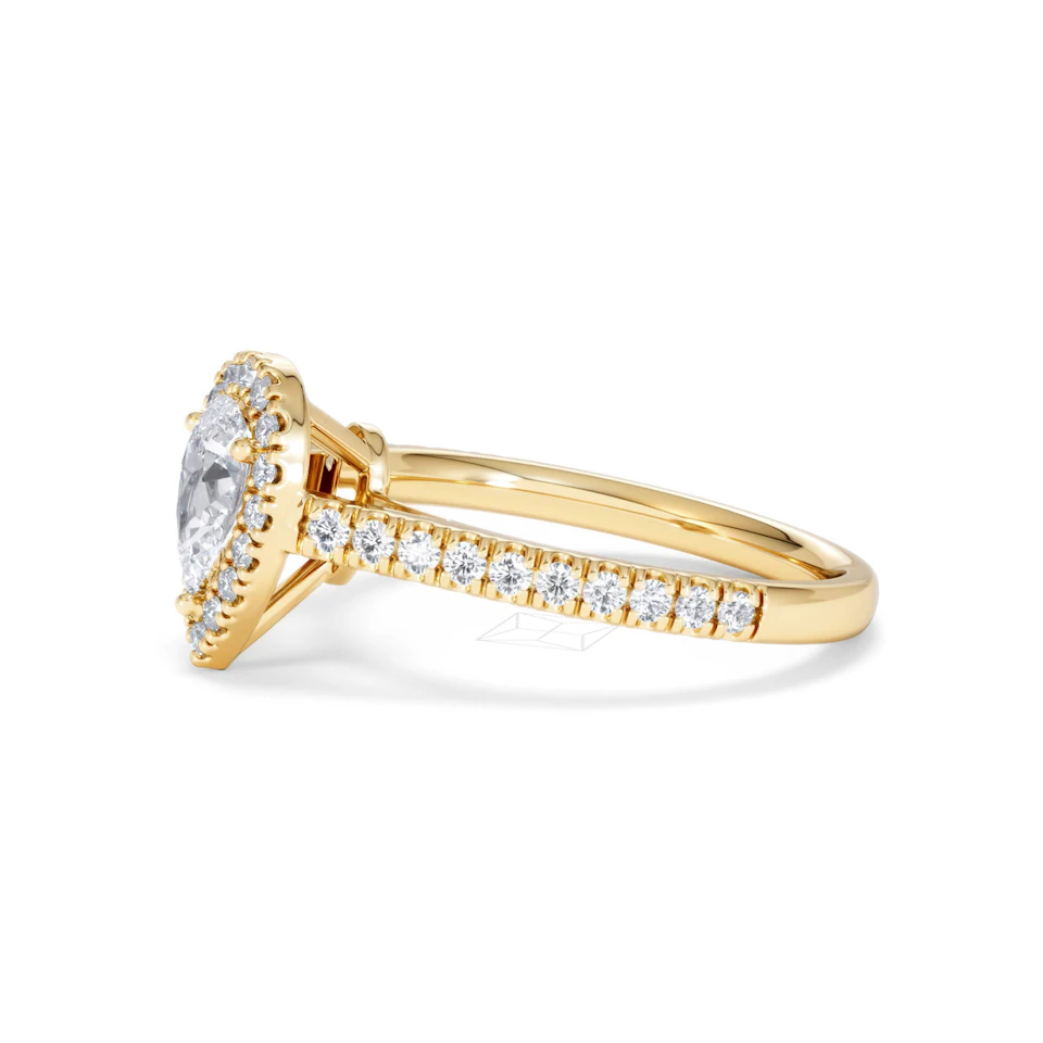Diana Diamond Pear Halo Engagement Ring in 18K Gold 1ct G/VS2