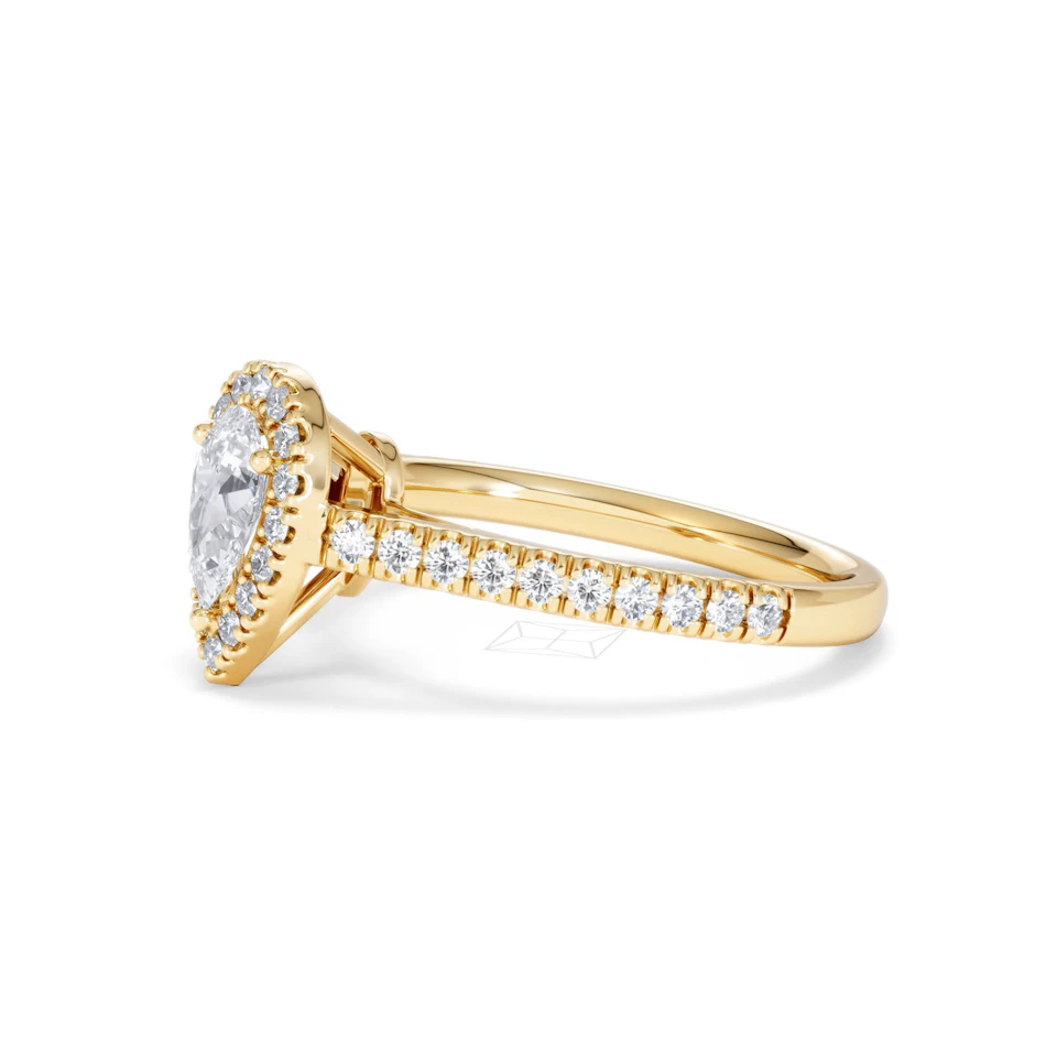Diana Diamond Pear Halo Engagement Ring in 18K Gold 1ct G/VS2