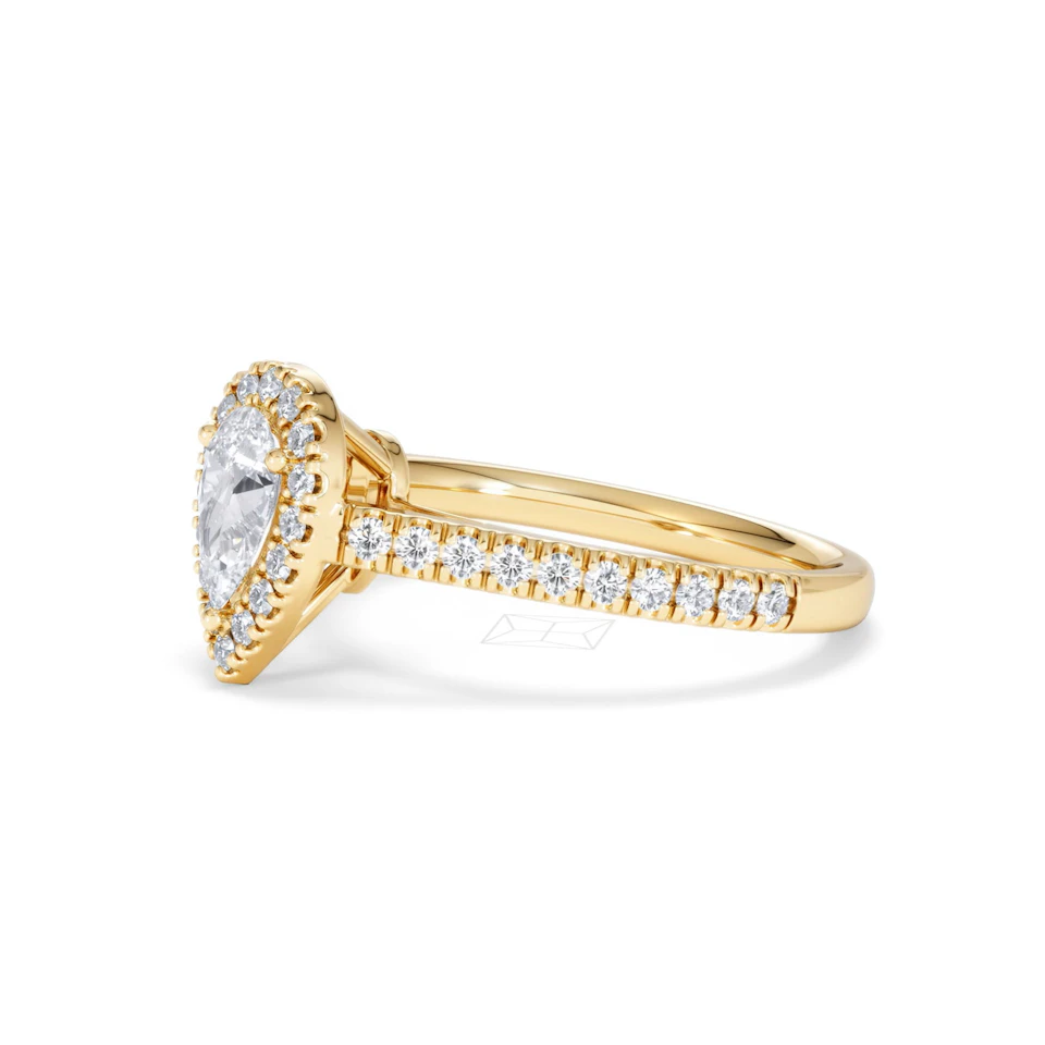 Diana Diamond Pear Halo Engagement Ring in 18K Gold 1ct G/VS2
