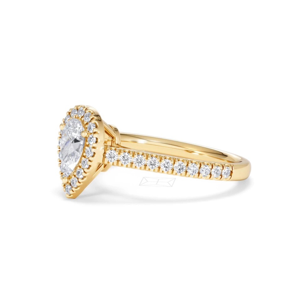 Diana Diamond Pear Halo Engagement Ring in 18K Gold 1ct G/VS2
