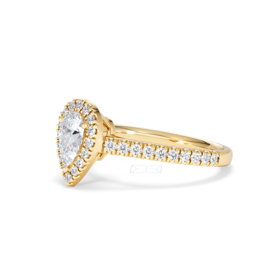 Diana Diamond Pear Halo Engagement Ring in 18K Gold 1ct G/VS2