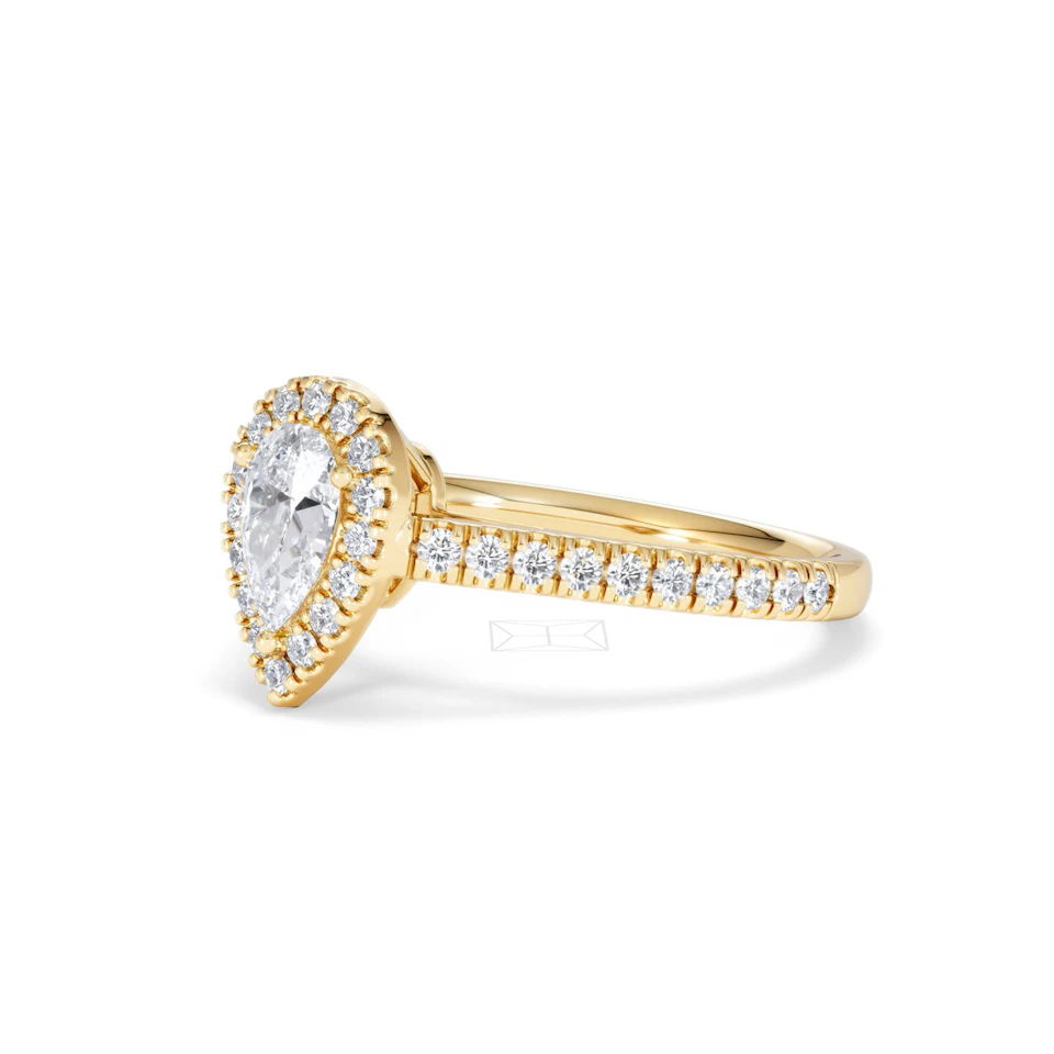 Diana Diamond Pear Halo Engagement Ring in 18K Gold 1ct G/VS2