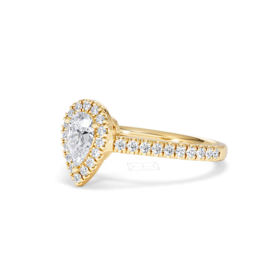 Diana Diamond Pear Halo Engagement Ring in 18K Gold 1ct G/VS2