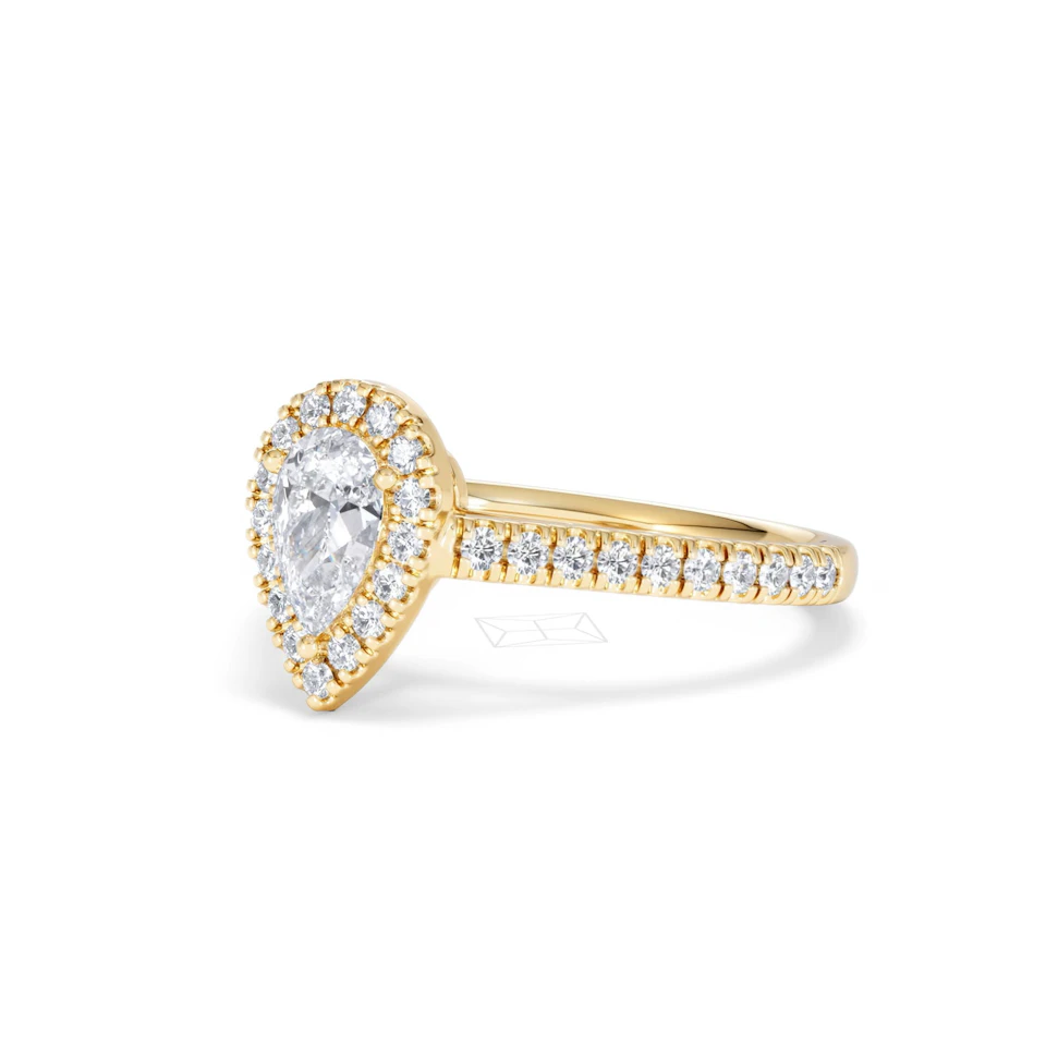 Diana Diamond Pear Halo Engagement Ring in 18K Gold 1ct G/VS2