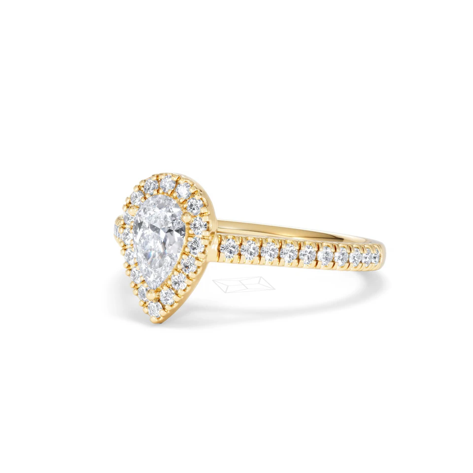 Diana Diamond Pear Halo Engagement Ring in 18K Gold 1ct G/VS2
