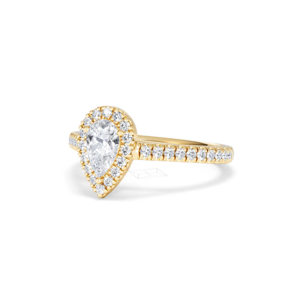 Diana Diamond Pear Halo Engagement Ring in 18K Gold 1ct G/VS2