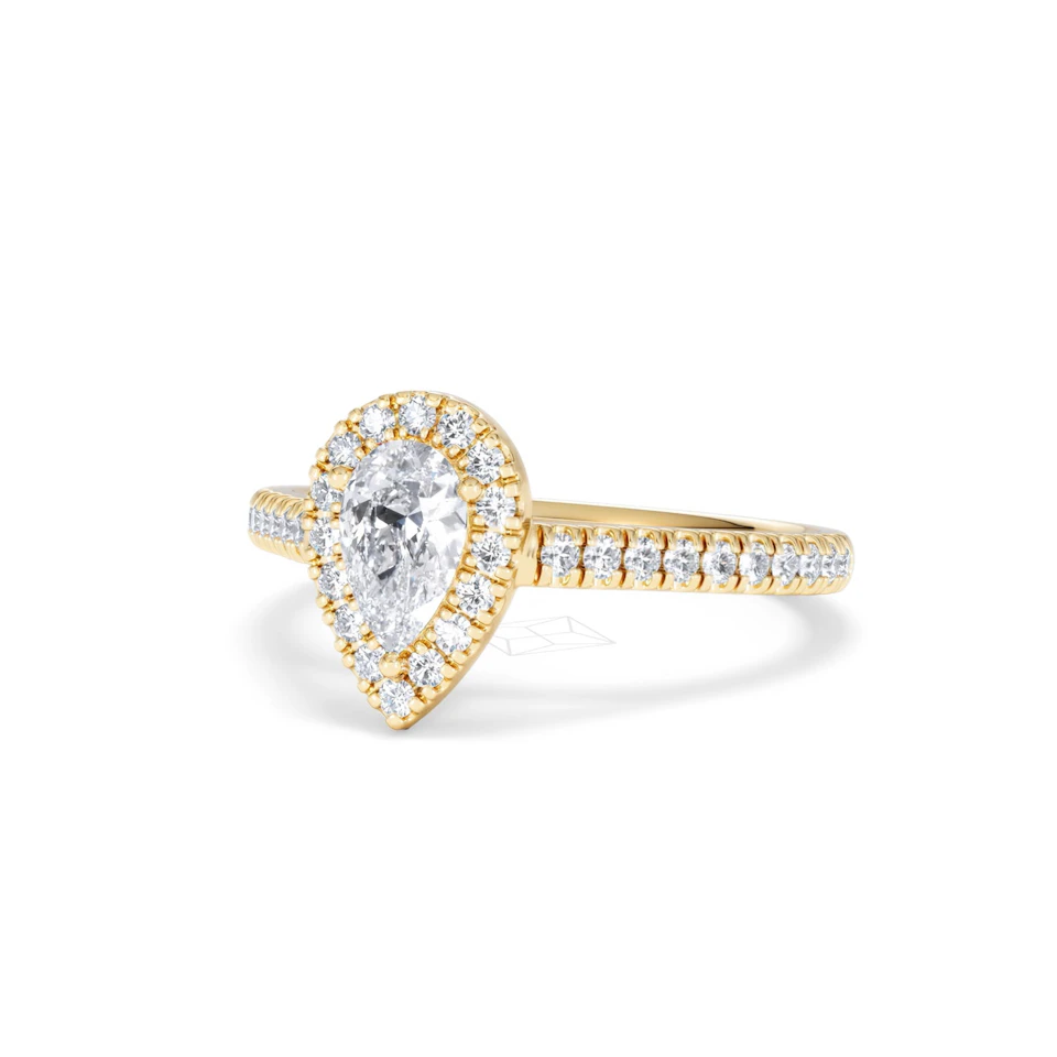 Diana Diamond Pear Halo Engagement Ring in 18K Gold 1ct G/VS2