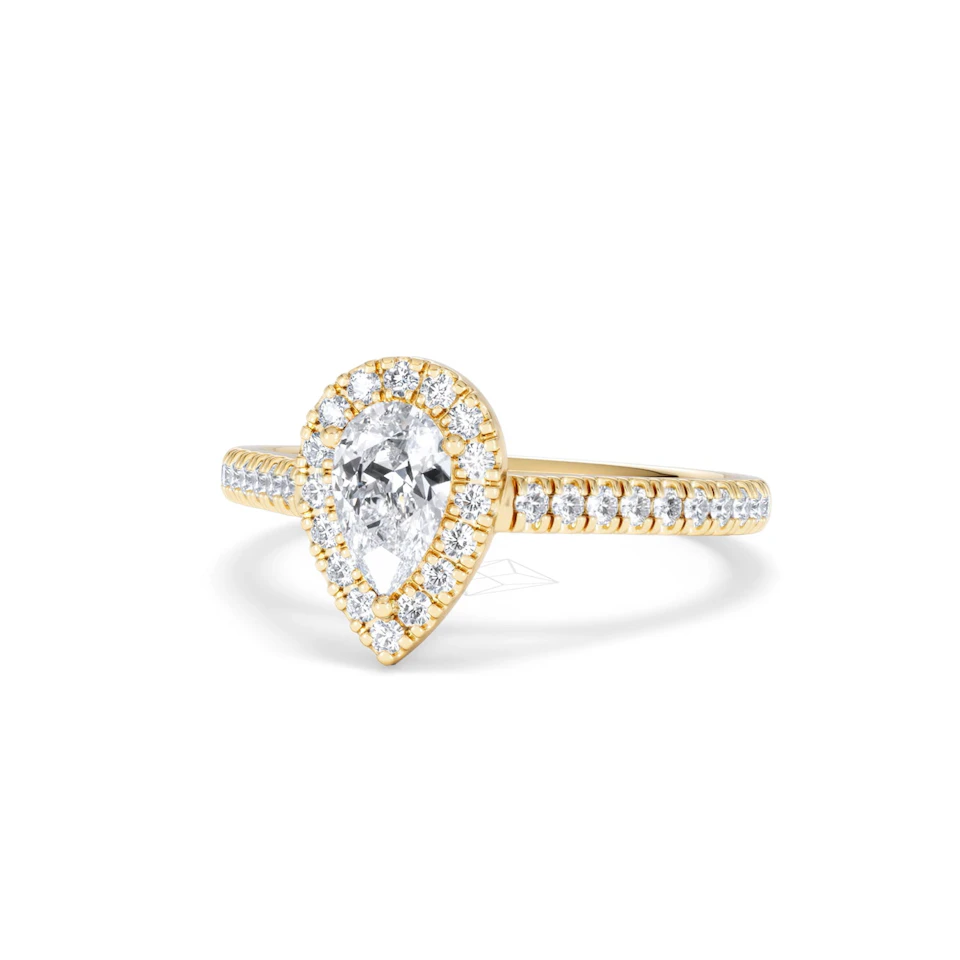 Diana Diamond Pear Halo Engagement Ring in 18K Gold 1ct G/VS2