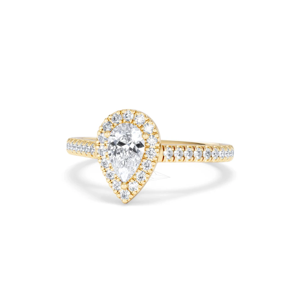 Diana Diamond Pear Halo Engagement Ring in 18K Gold 1ct G/VS2