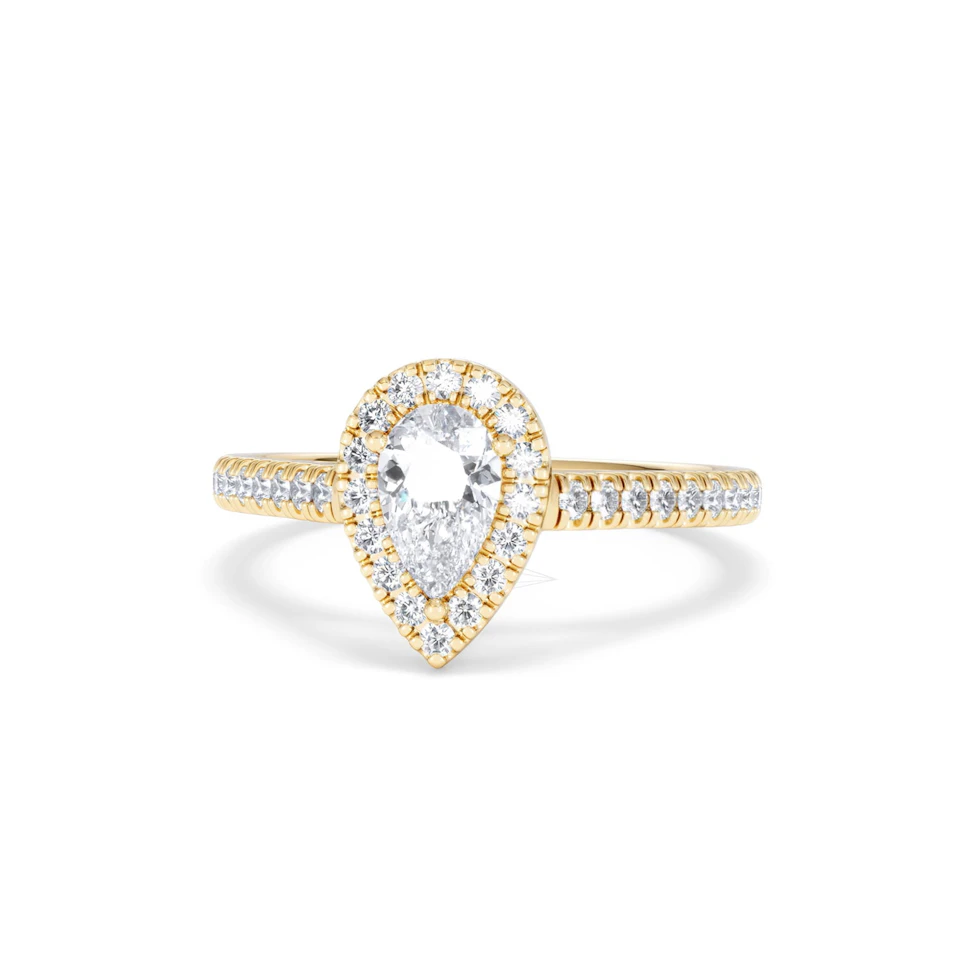 Diana Diamond Pear Halo Engagement Ring in 18K Gold 1ct G/VS2