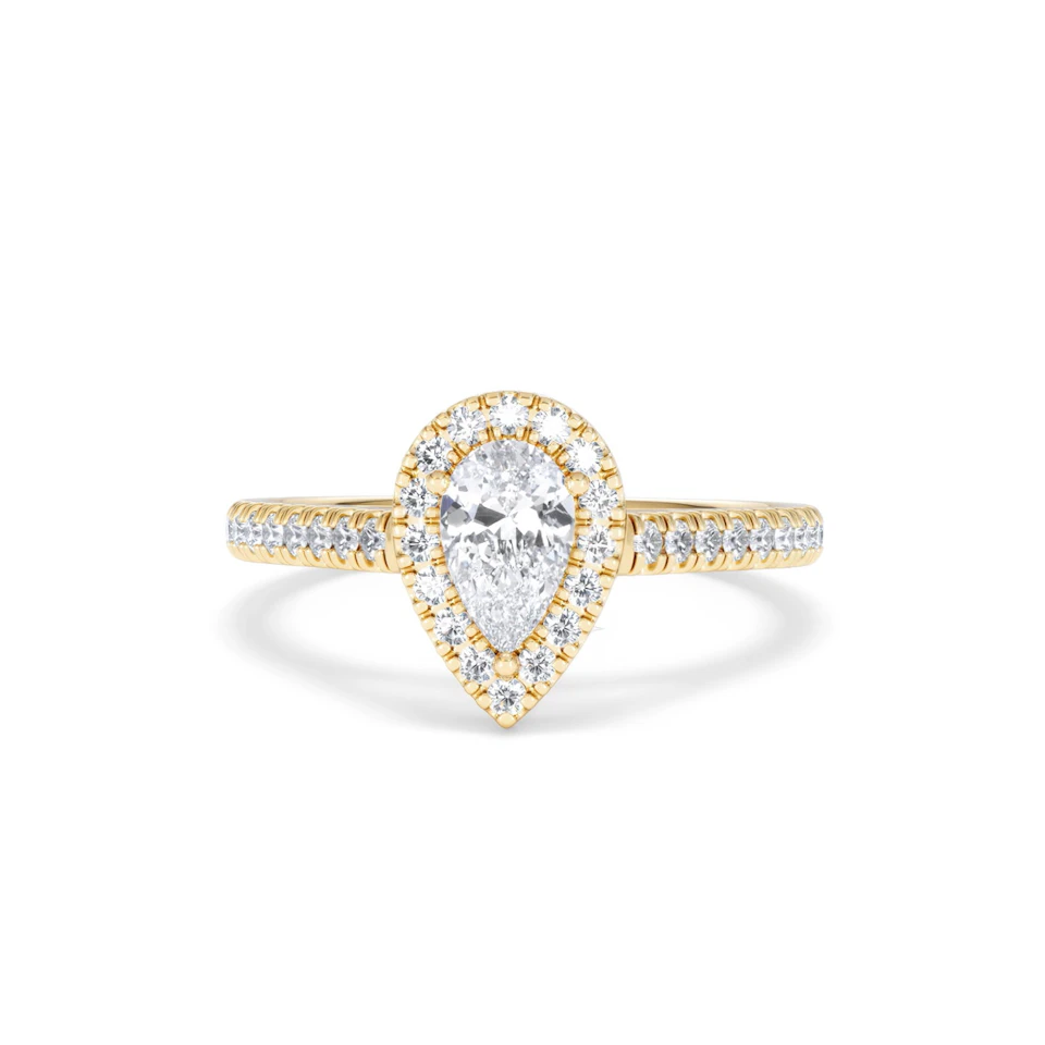 Diana Diamond Pear Halo Engagement Ring in 18K Gold 1ct G/VS2