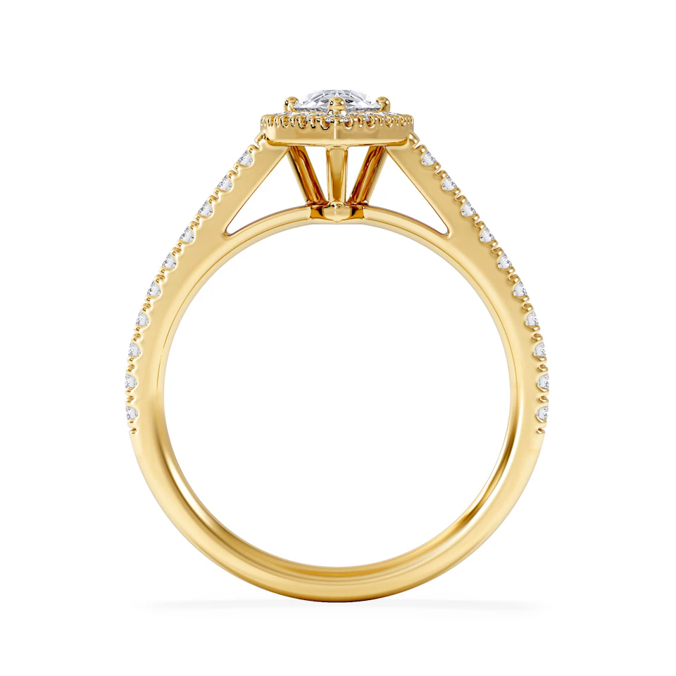 Diana Lab Diamond Pear Halo Engagement Ring in 18K Gold 1ct F/VS1