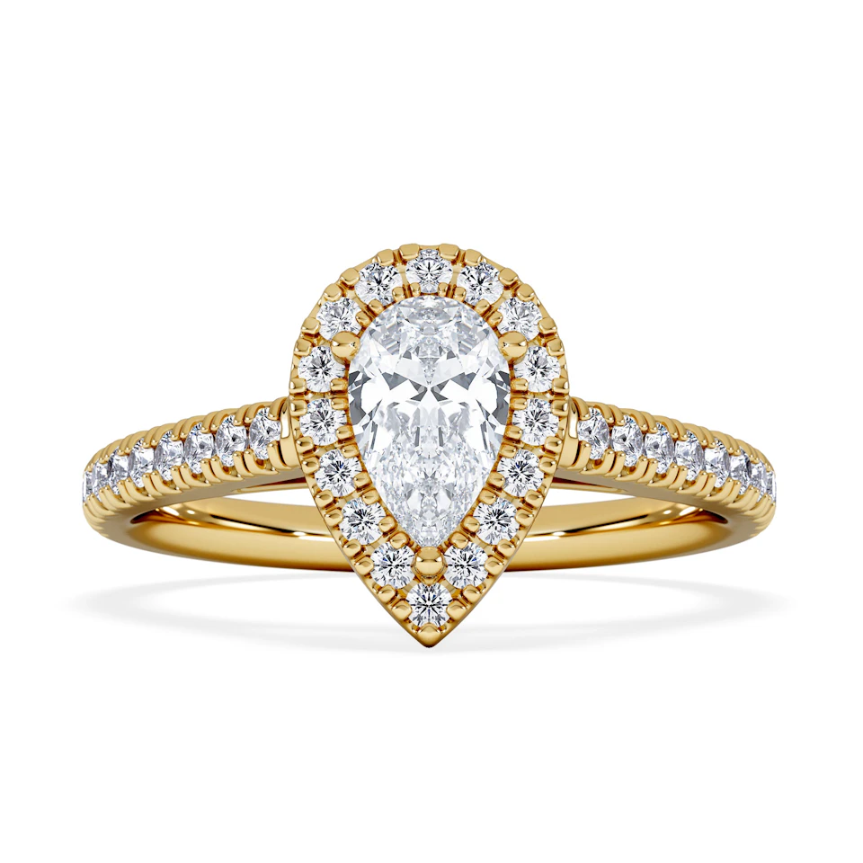 Diana Diamond Pear Halo Engagement Ring in 18K Gold 1ct G/VS2