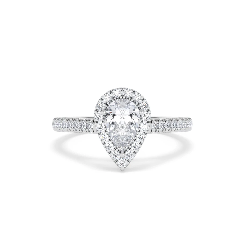 Diana GIA Diamond Pear Halo Engagement Ring Platinum 1.35ct G/SI2