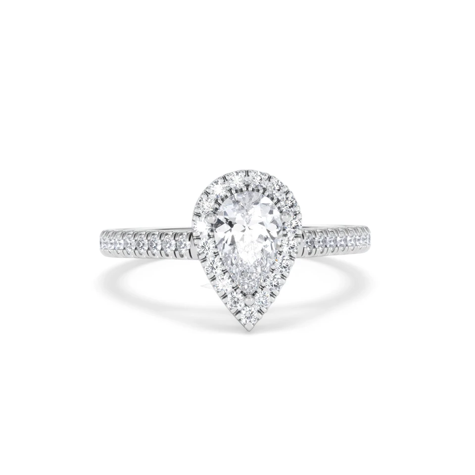 Diana GIA Diamond Pear Halo Engagement Ring Platinum 1.35ct G/SI2