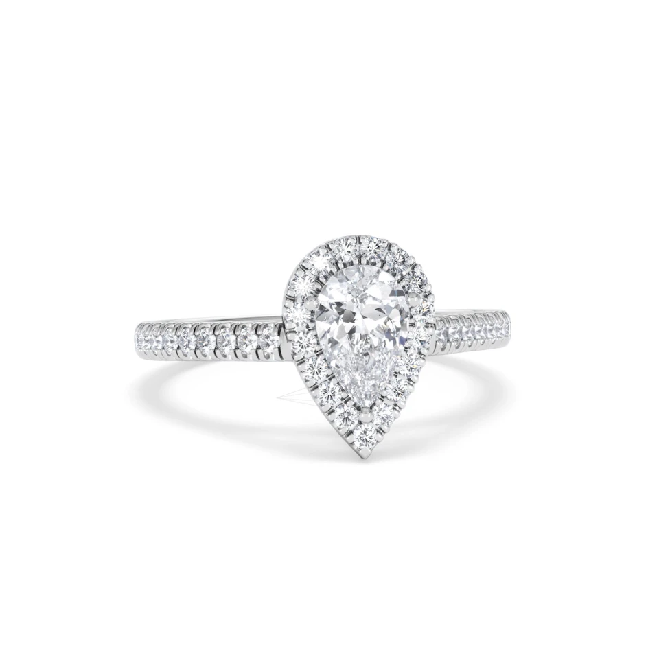 Diana GIA Diamond Pear Halo Engagement Ring Platinum 1.35ct G/SI2