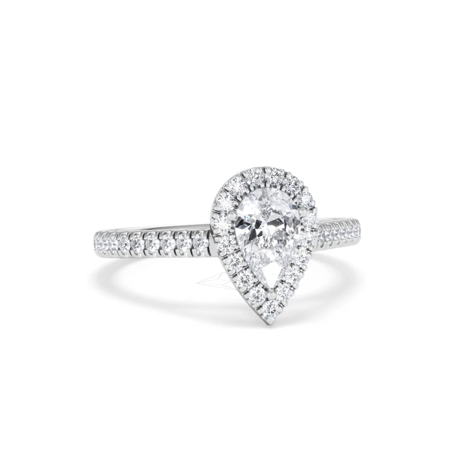 Diana GIA Diamond Pear Halo Engagement Ring Platinum 1.35ct G/SI2